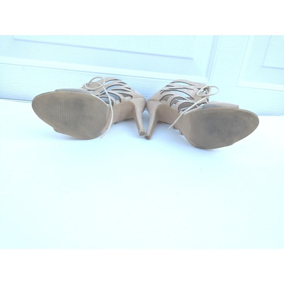 Steve Madden Girl Womens Strap Sandalia Open Toe Stiletto Dress Tan Nubuck Size7 - Picture 7 of 8